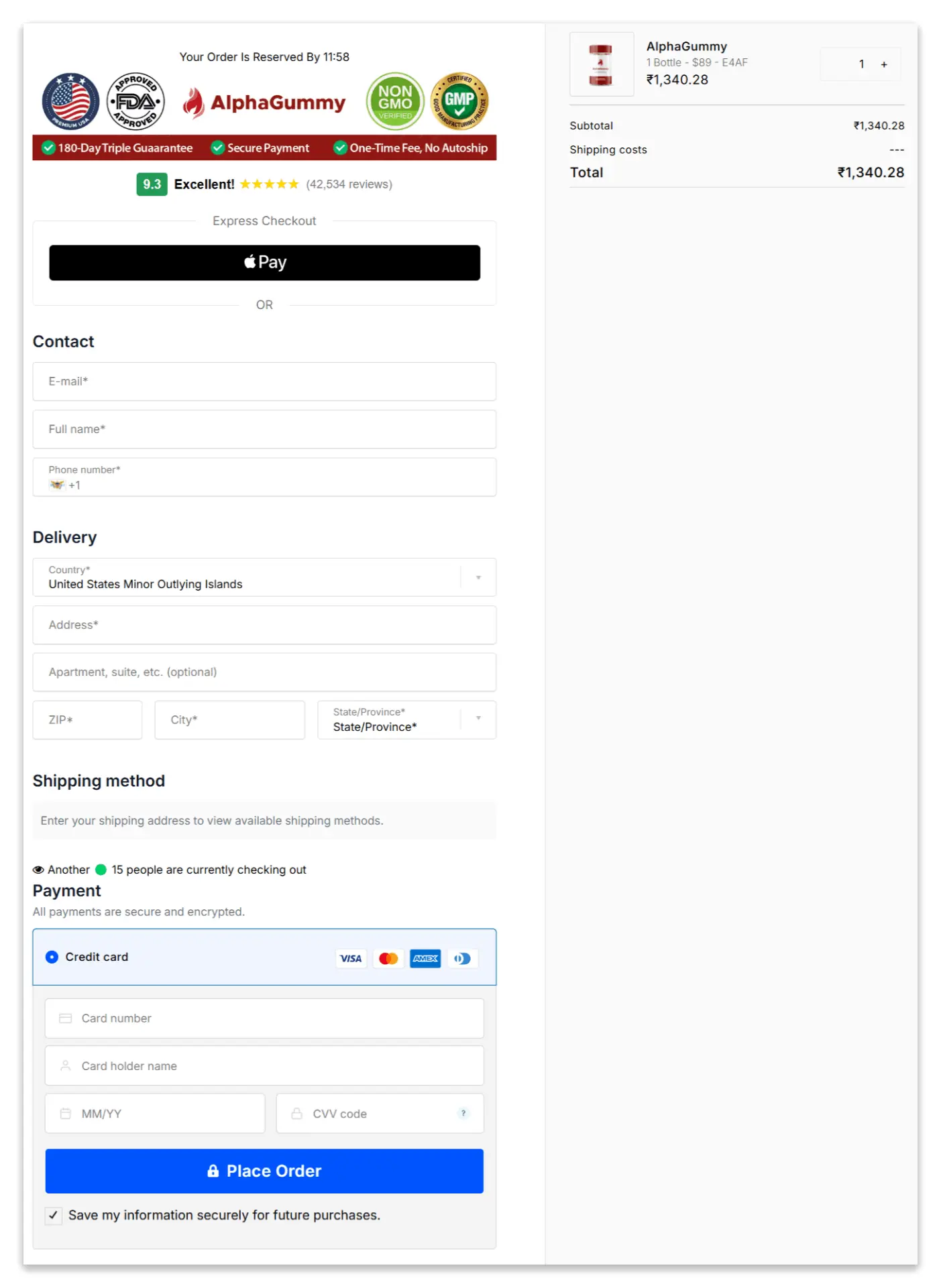 Colon Broom checkout page